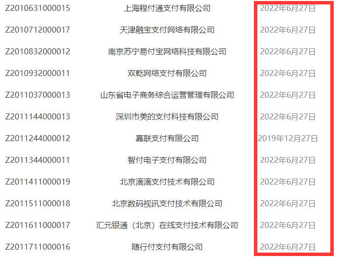 52家支付機構正式更換牌照，聯動優勢、錢寶等6家變更牌照信息(圖1)