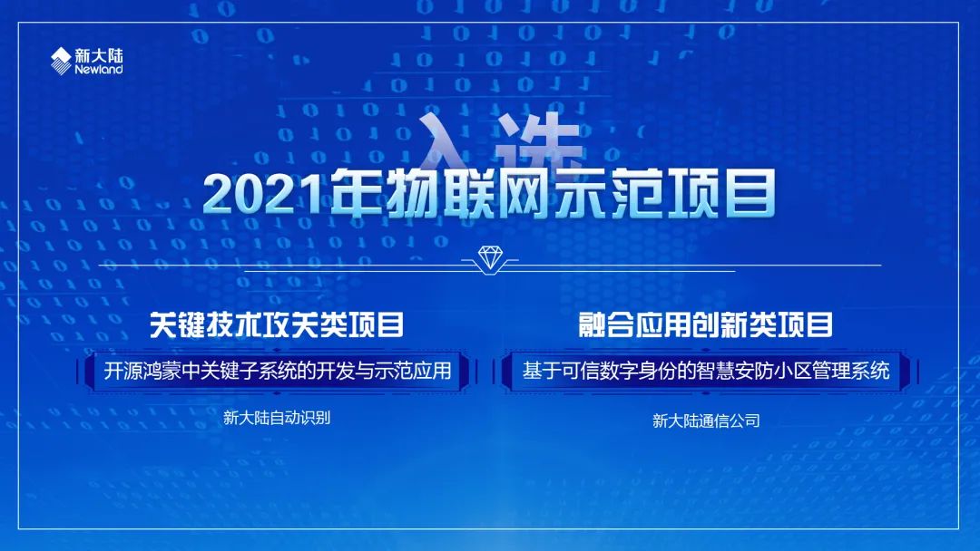 新大(dà)陸兩大(dà)重點項目入選2021年物(wù)聯網示範項目名單(圖1)